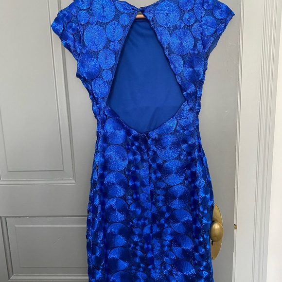 Bright Blue Occasion Dress, Small - Picture 2 of 5